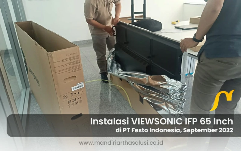 instalasi viewsonic interactive flat panel 65 inch di pt festo indonesia